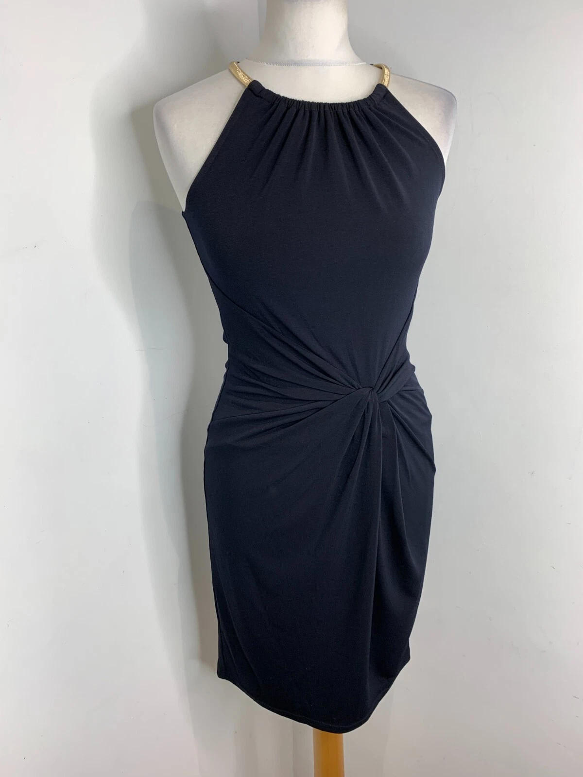 Abito a tubino Michael Kors blu navy increspato tubino laterale XXS in ottime condizioni jersey drappeggio elegante