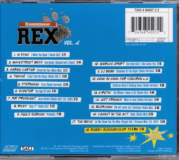 KOMMISSAR REX VOL.4 - SAT.1 TV SERIE * NEW CD COMPILATION 1997 * VARIOUS ARTISTS - Bild 2 von 2