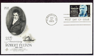 Scott 1270 FDC Robert Fulton Inventor Engineer Steamboat Art Craft Cachet