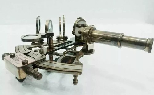 J.SCOTT Antique Sextant Nautical Brass Astrolabe Working Marine Vintage Box - Picture 6 of 8