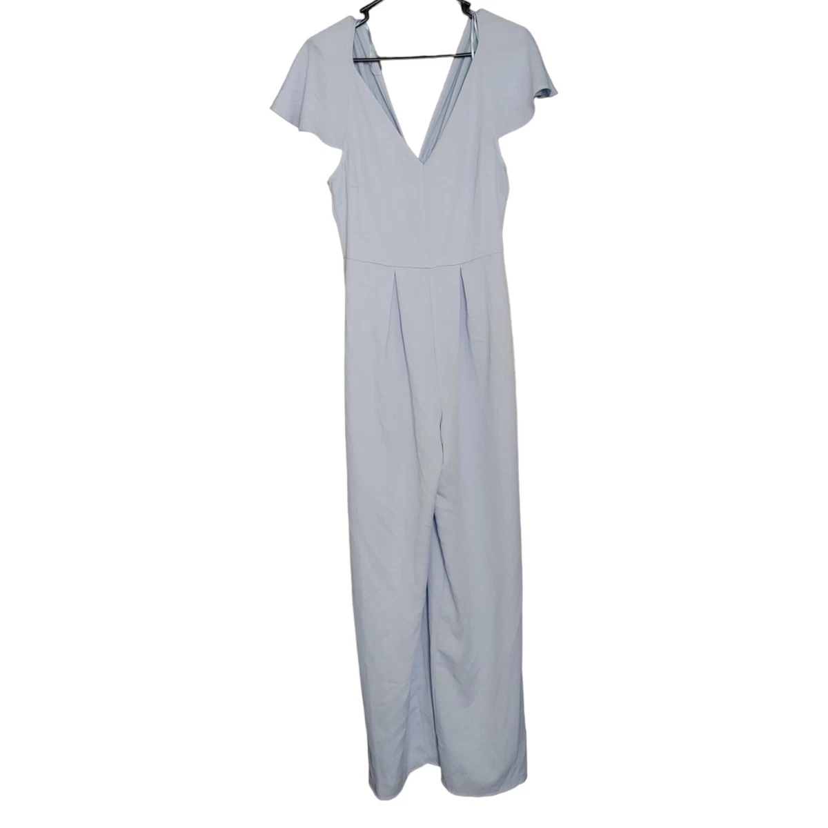 Miss Selffridge V-Neck Wide Leg Jumpsuit Women's Size 6 Blue | eBay