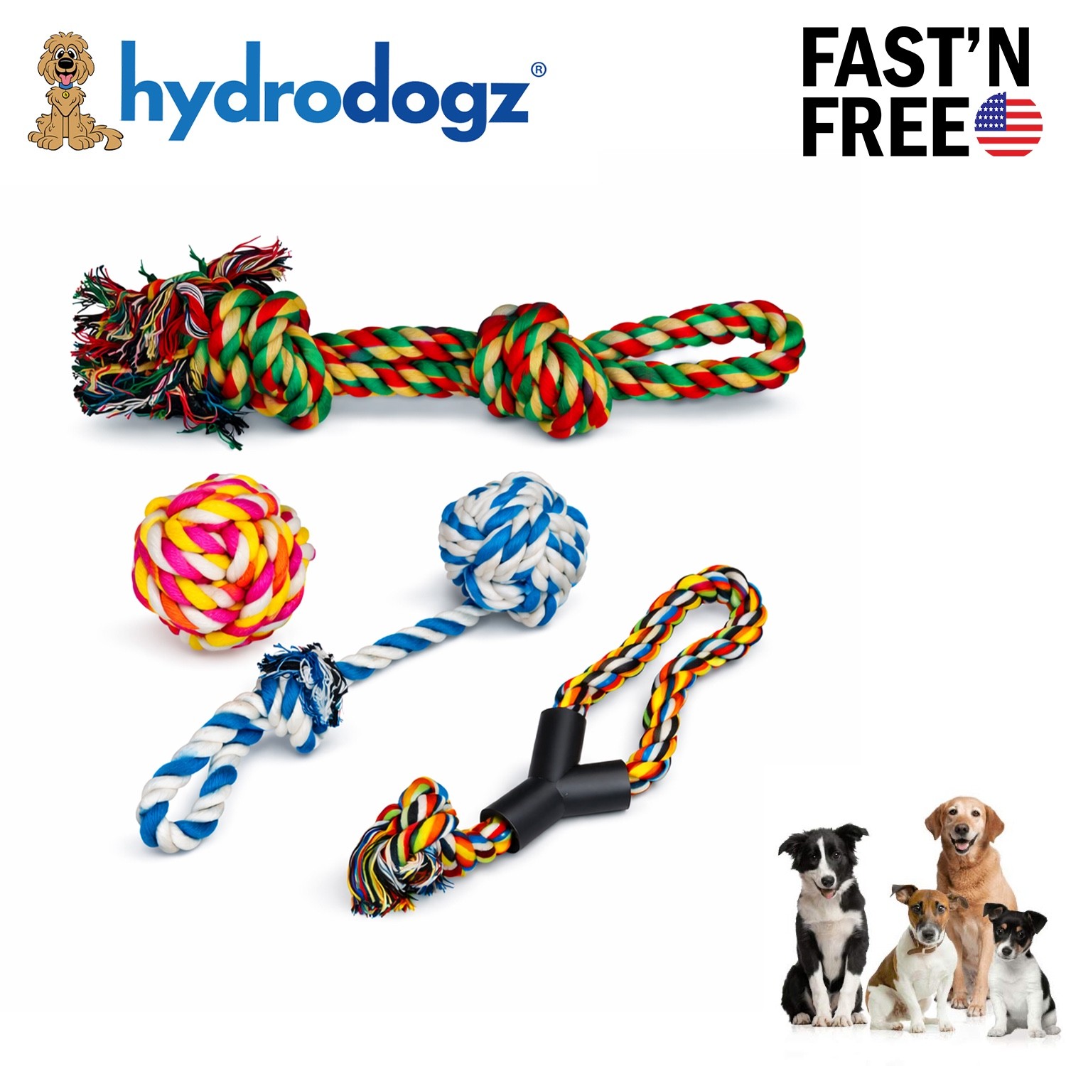 4 Pack Dog Rope Chew Toy Bundle for Medium Large Dogs Durable Aggressive Chewers