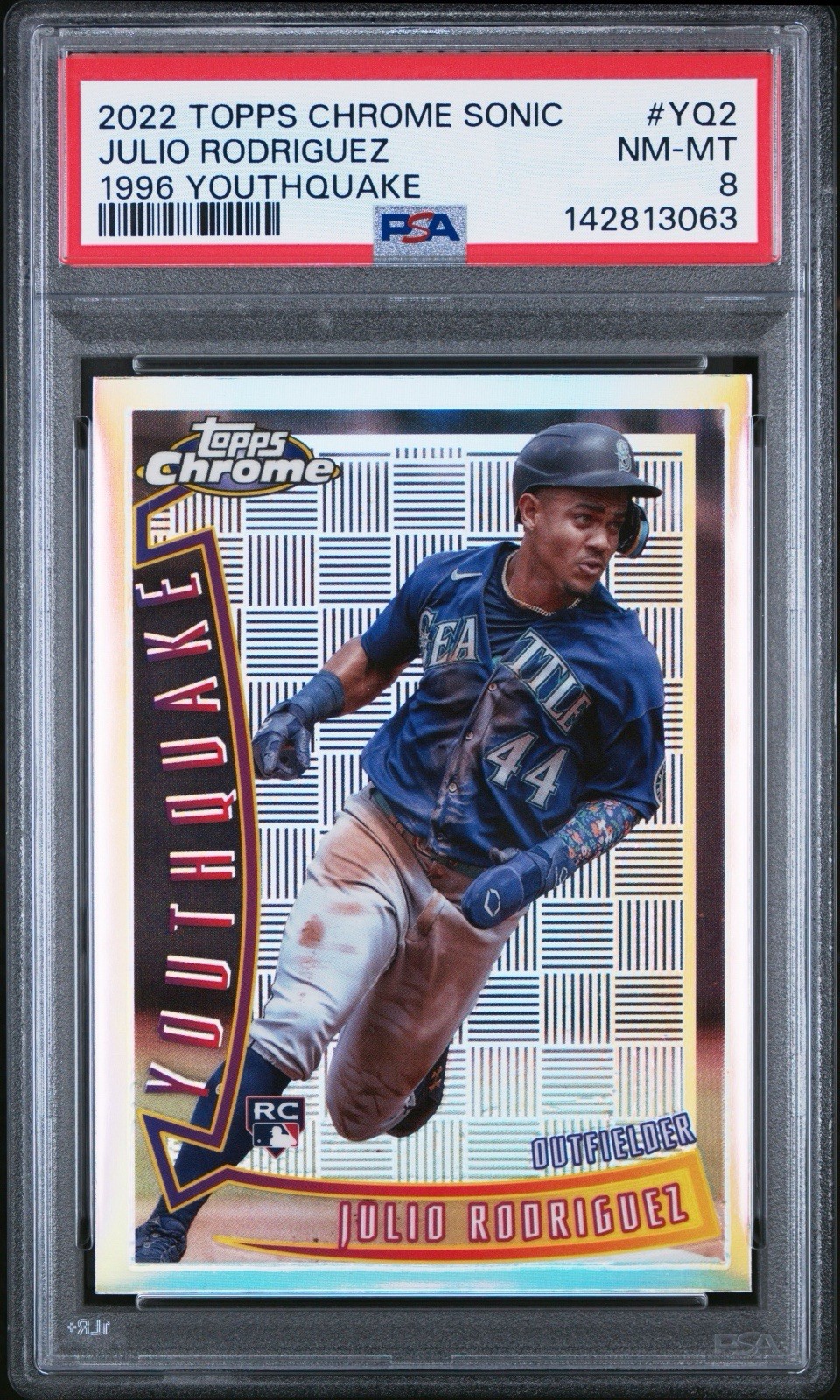 2022 Topps Chrome Sonic 1996 Youthquake #YQ2 Julio Rodriguez PSA 8
