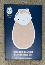 Gerber Swaddle Blanket and Headband Set Girls Pink Polka Dots 40x40