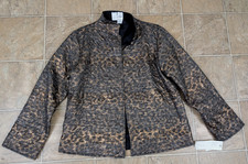 J Jones New York sz M Reversible Open front Blazer Jacket crinkly material 3720