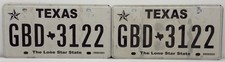 TEXAS LONE STAR STATE LICENSE PLATE MATCHING PAIR WHITE BLACK EXPIRATION 1999