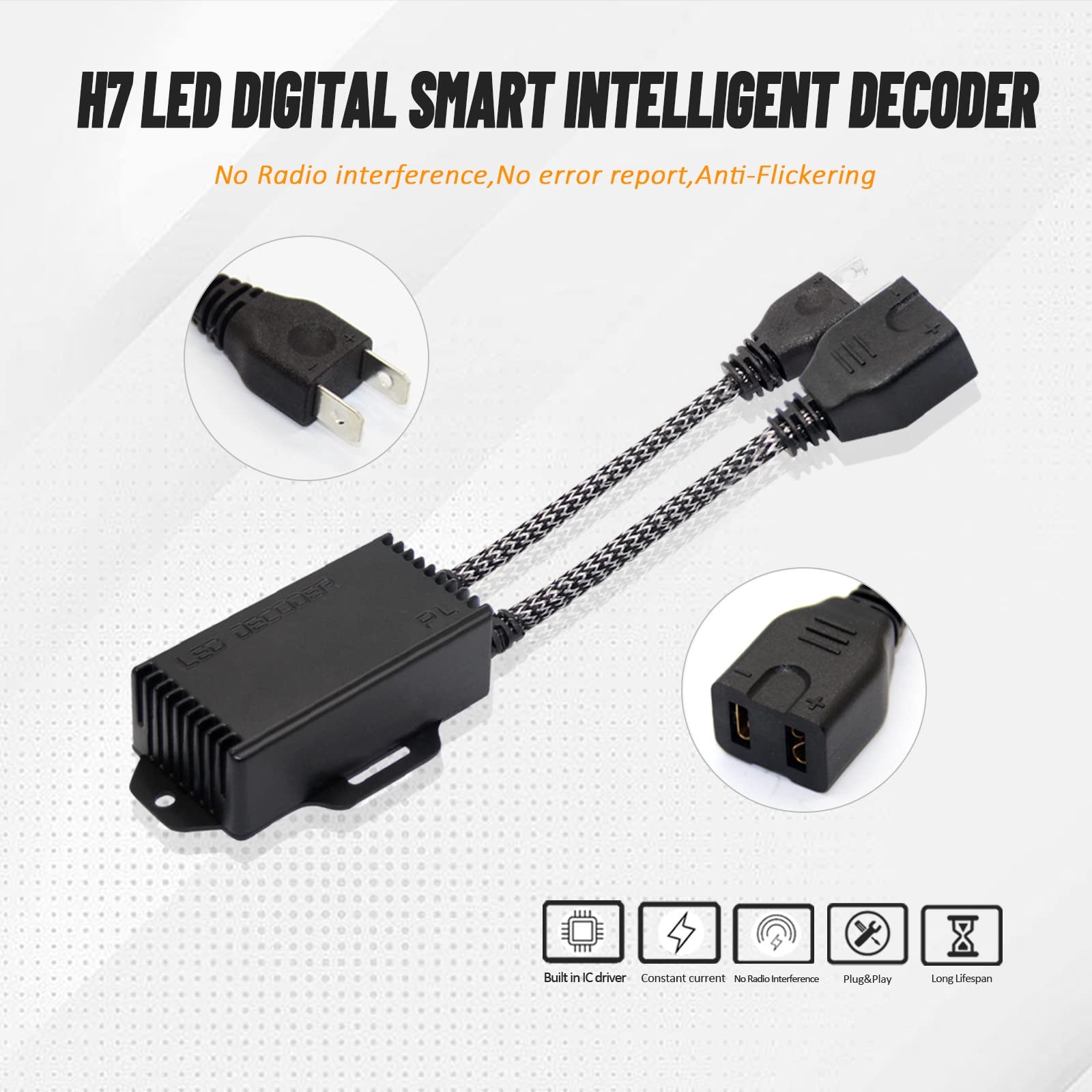 Décodeur H7 LED Canbus anti scintillement pour phare avant