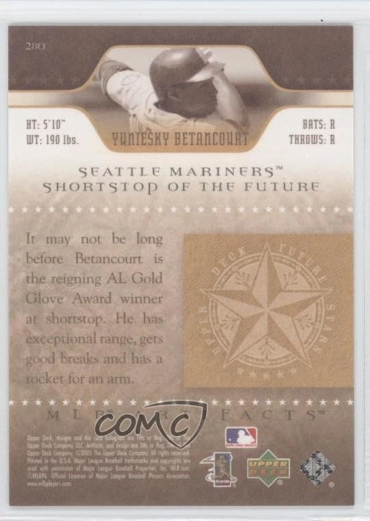 2005 Upper Deck Artifacts Future Stars Red /50 Yuniesky Betancourt Rookie RC - Image 2 of 2