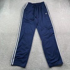 Vintage Adidas Pants Mens Medium Blue Stripes Tear Away Knit Track Warm Up Y2K