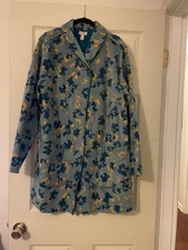 Logo by Lori Goldstein Reversible Fleece Coat, size med, light & dark teal/gold