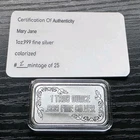 NEW! Sexy! Mary Jane - 1 troy oz .999 Fine Silver Colorized Bar w COA #3 /25