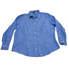 Eddie Bauer Button Up Dress Shirt Men 2XL Blue Stretch Wrinkle Resistant Classic