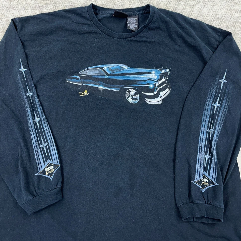 Camisa Revista Personalizada Y2K Rod De Colección Hombres XXL 2XL Negra Manga Larga Hit Lowrider Foto 2 de 4