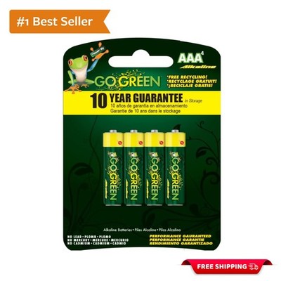 Mercury-Free Go Green AAA Alkaline Batteries - 4-Pack for Eco-Friendly Power