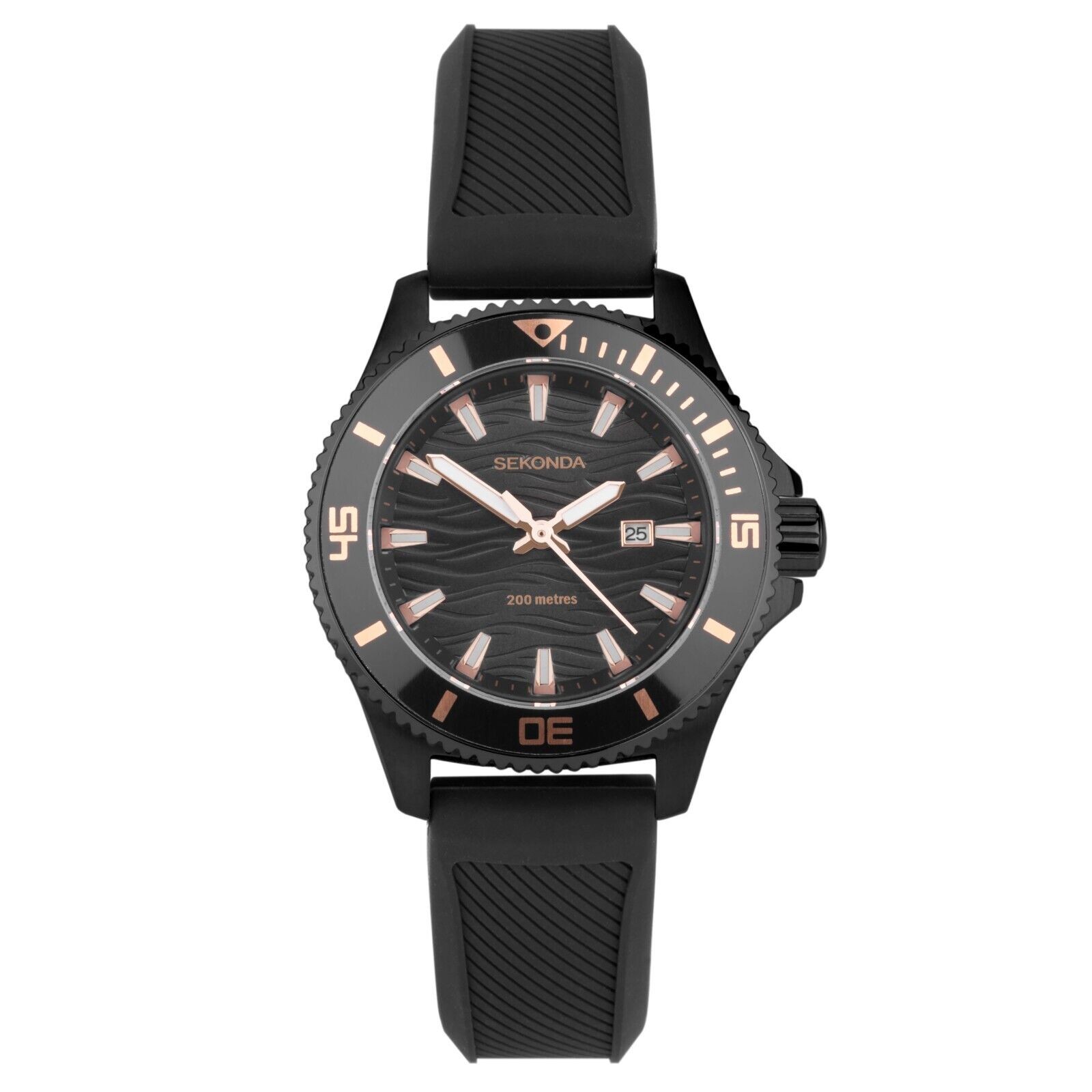 Sekonda Ladies 34mm Watch Dive Pacific Wave Black 200m 40574.205 RRP £79.99