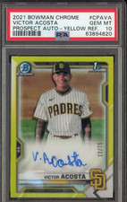 2021 Bowman Chrome #CPAVA Victor Acosta Yellow Prospect Auto /75 PSA 10 GEM MINT