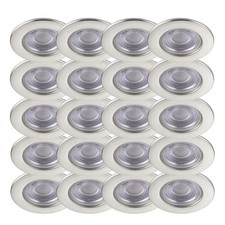 Set of 20 Satin Nickel 6W LED Fire Rated IP65 3000K Recessed Ceiling Downlights