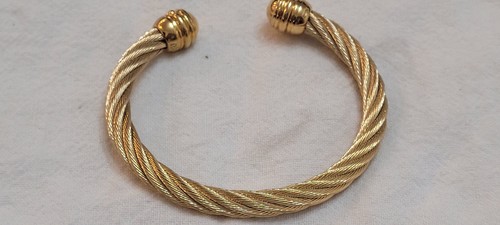 Joan Rivers Twisted Braided Cable Cuff Bracelet Gold Tone Signed