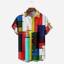 Mens Casual Pattern Short Sleeve Summer Shirt