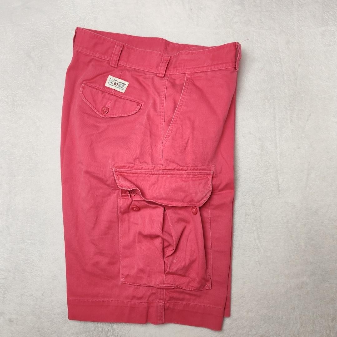Vintage Polo Ralph Lauren Shorts Mens 36 Red 10" Baggy Y2K Cargo Cotton Relaxed