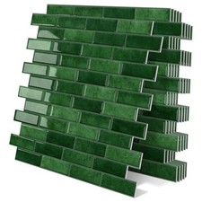 Thick Peel and Stick Tile Backsplash 12"x12" Self Adhesive Marble Tiles Green