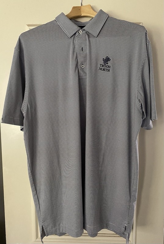 Dunning Golf Troon North Gray/White Stripe Polo Mens XL