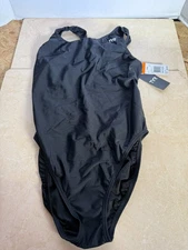 TYR Maxfit Swimsuit Womens Sz 42 One Piece Black Swim Suit UPF 50 Keyhole Back