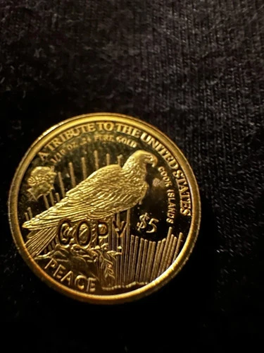 1/10 oz Gold Coin Liberty .24 Copy Cook Island
