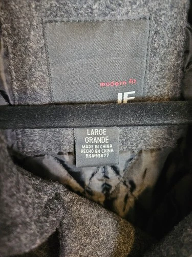 JF J.Ferrar Men Gray Modern Fit Double Breasted Pea Coat Jacket Size L NWOT/Min image 5