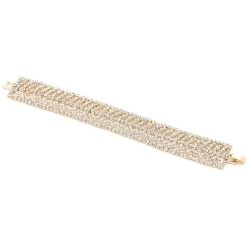 Womens Mesh Rhinestone Bracelet Metal Adjustable One Size Latch Closure