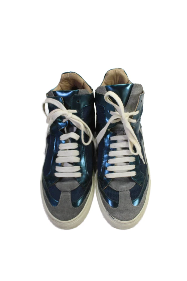 MM6 Maison Margiela 女式金属皮革高帮运动鞋蓝色 38 8 码 — 第 2/4 张图片