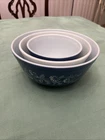 Vtg Pyrex Blue & White Set of 3 Colonial Mist Nesting Mixing Bowls 401 402 403