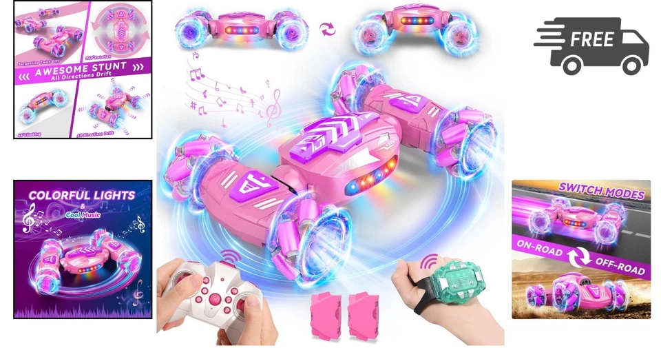 Gesture RC Car Remote Control Car Stunt 4WD Off-Road 360° Rotating Pink Toy - Image 2 of 4