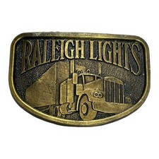Raleigh Lights Belt Buckle Semi-Truck Tractor Trailer Trucker Brass