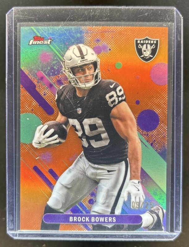 2025 Topps Finest Brock Bowers Orange Refractor #/25 Raiders