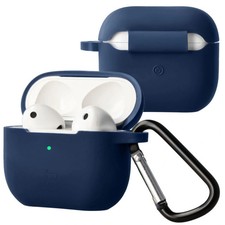 Silikonhülle mit Karabiner für AirPods 4 Bizon Case Cover Etui Hülle Dunkelblau