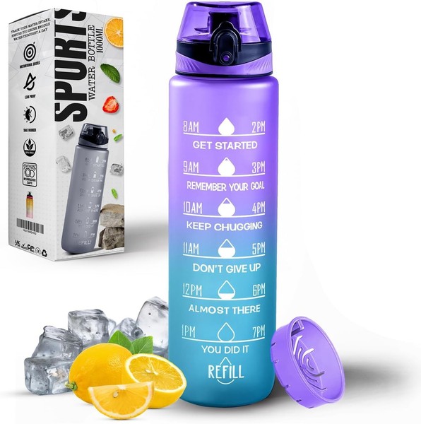 Roe Tenpo 1L Tritan Trinkflasche Bpa-Frei SpüLmaschinenfest Auslaufsicher-image