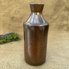 Vintage GIESSEN BLUE Stoneware Bulk Ink Bottle Brown Glaze Advertising Ink Pot