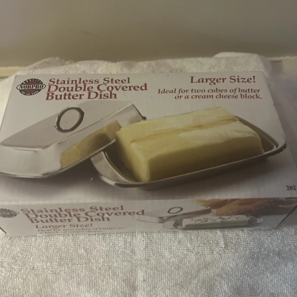 Norpro Nuevo Juego de Plato de Mantequilla de Acero Inoxidable Bandeja para Servir 7.5"L X 4"W X 2"H Foto 2 de 3