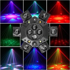 US 6 Arms Bee Eye Laser Beam Moving Head Light DMX LED RGBW Stage Lighting Xmas
