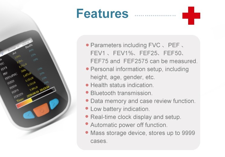 Handheld Spirometer Pulmonary Function Lung Volume Device Bluetooth espirómetro