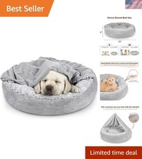 Luxury Small Dog  Cat Bed with Hooded Blanket - Cozy, Anti-Anxiety Design