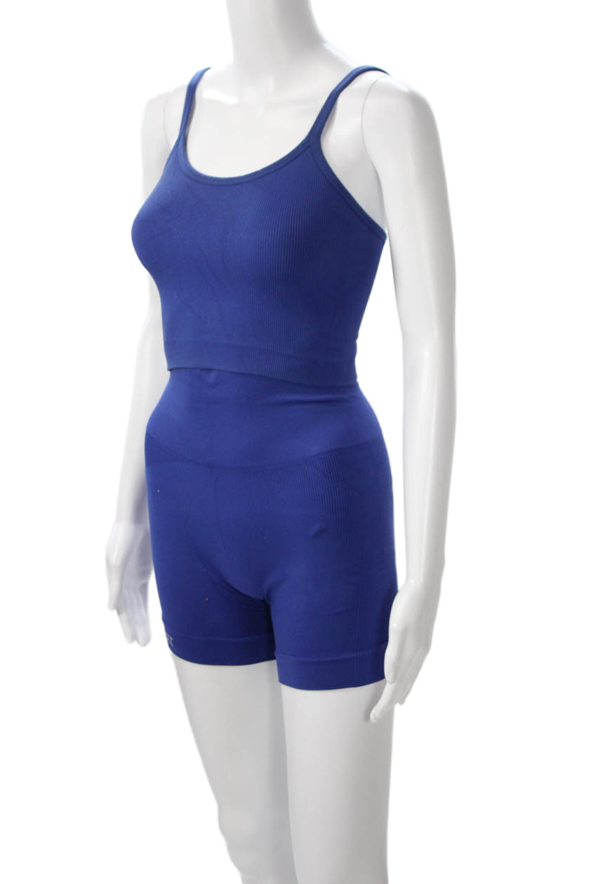 Set Active Womens Set Blue Polyester Solid Shorts… - image 2