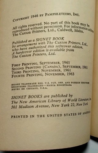 ANTHEM by Ayn Rand 1964 1st Signet Edition 4th Printing Paperback - Picture 6 of 6