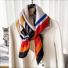 New High Luxury! 30% Silk & 70% Wool Double Sided Color Wrap Scarf Shawl 53'\
