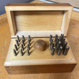 Bezel Stone Setting Burnishers with 24 Punches in Wooden Box for Prong Pushing~