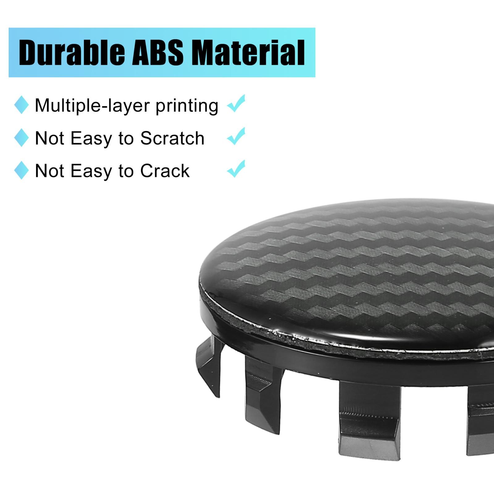 4pcs 56mm 2.2“ Automotive Universal Tyre Hub Cover Carbon Fiber Pattern Black