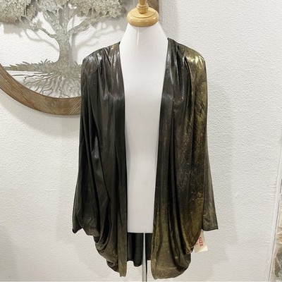 NWT Vintage Diana Marco Gold Lamé Dolman Cocoon Wrap Jacket Deadstock One Size