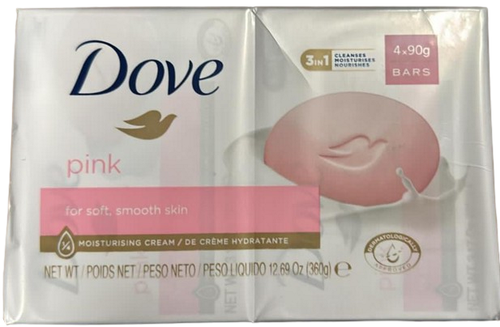 Dove Rosa Barra de Belleza Jabón para Suave, Piel Suave 4 X 90g - Imagen 1 de 2