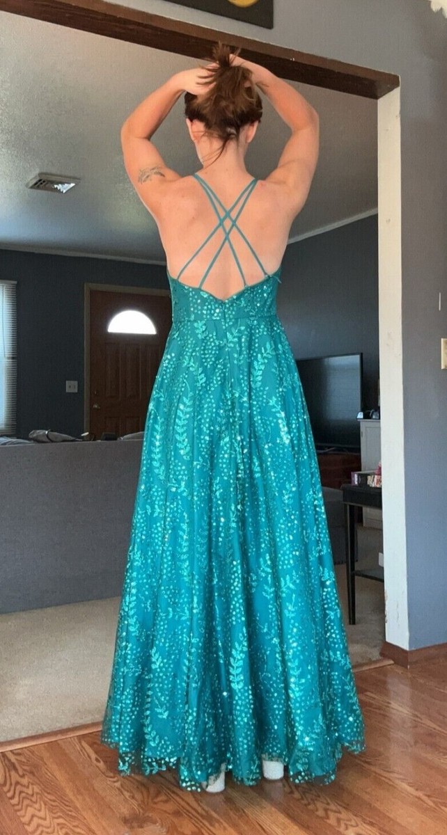 Jules & Cleo Turquoise Prom Dress with Pockets Worn Once Size 8 | eBay
